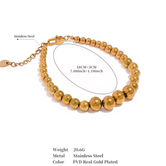 Anthropologie Gold Stainless Steel Beaded Bracelet ✨ - Picture 1 of 11